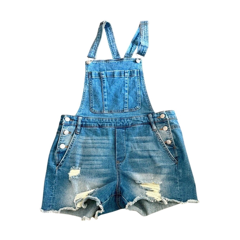 Overalls Shorts Summer Distressed Denim Shortalls Women Scoop Size 4